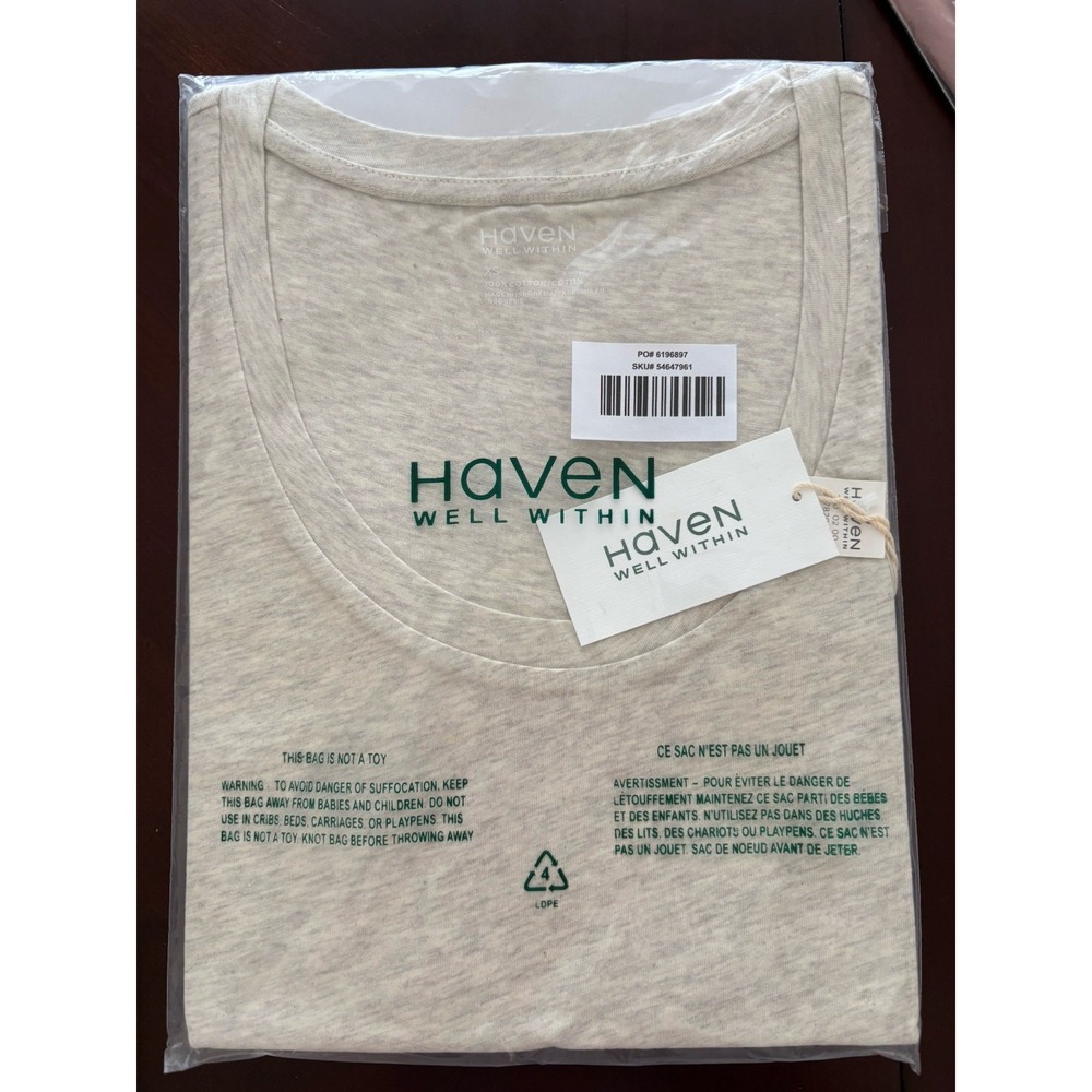 Haven Well Within Beige Organic Cotton Lounge Sleep Tee Womens XS NWT